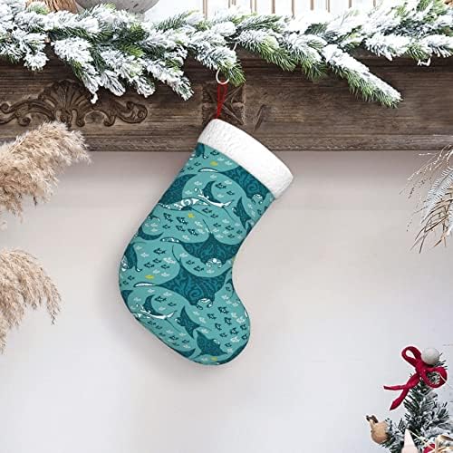 Waymay Коледни Чорапи с Мантой и Риба, 18 Инча, Коледен Окачен Чорап, Класически Празнични Украси, Чорапи