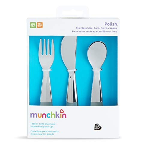 Комплект детски вилици, ножове и лъжици Munchkin® Polish™ от неръждаема Стомана за деца, 3 бр.