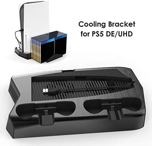 Вертикална поставка с охлаждащ вентилатор за конзолата PS5 и Playstation 5 Digital Edition, док-станция за зареждане