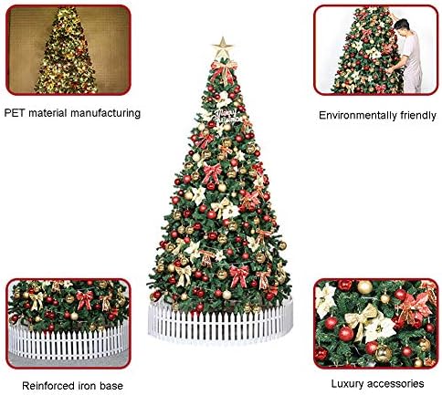 Изкуствена Коледна елха със светлини 9,8 фута, Навесная смърч Премиум-клас с led светлини и декорации, 1800 Накрайници