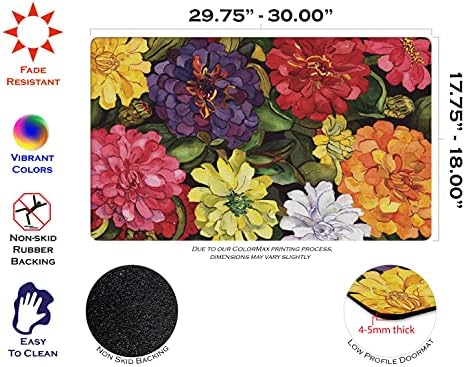 Декоративна подложка за пода Toland Home Garden Zippy с цинниями 18 x 30 см, цветна подложка с пъстър цветен букет
