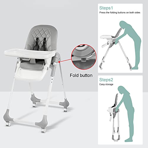 Столчета за хранене CADESA за бебета и малки деца, Изискан Регулируема Столче за хранене към количка от миещи материали