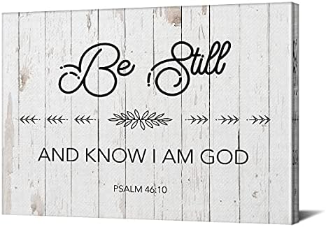 Библейски Стих Платно Монтиране на Изкуството В Рамка Бъдете Спокойни и Знайте, че аз съм Бог Псалм 46:10 Печат
