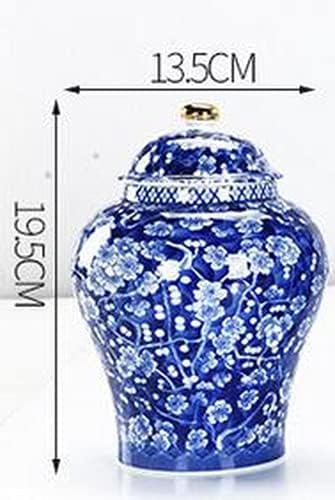 19,5 см Творчески Синьо-Бял Порцелан Чай Caddy Candy Запечатани Банка За Съхранение на Цветя Сливи
