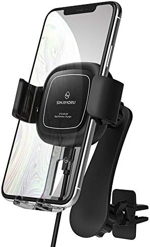 Sinjimoru Автоматично Зажимное безжично зарядно за кола и подвижни в чантата си за телефон, съвместим с безжична