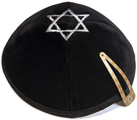 Шапчица-ермолка от Черно кадифе JL Kippha със Звездата на Давид, бродирани еврейската Куп, Израелската Шапка