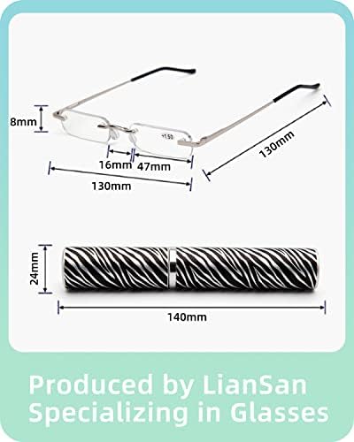 LianSan 2 Двойки Компактни Очила за четене за Жени, Минимализъм, ултра-леки, Тънки Джобни Очила за Четене с Преносим Калъф,
