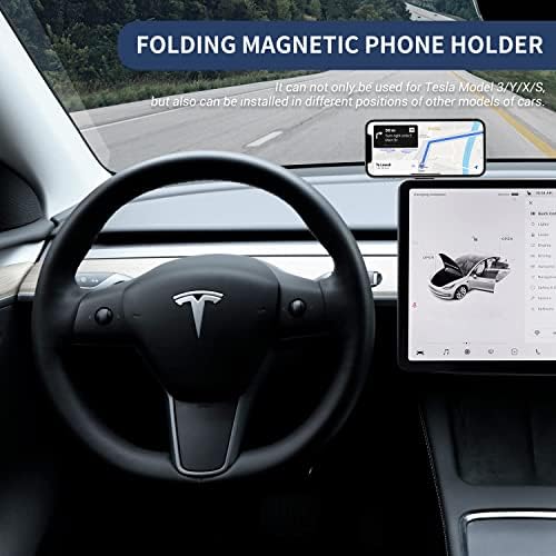 TSPTL Сгъваем Магнитен Кола за мобилния си телефон Tesla Model 3/Y/S/X, Складное Безжично Зарядно устройство за мобилен