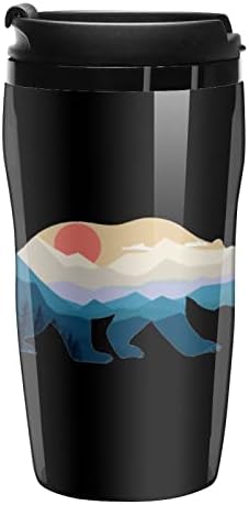 Мечка Природа на Планината Пластмасов Кафеена Чаша с Капак Дизайн с Двойна Изолация на Стени Пътуване Чаша поставка за Чаши