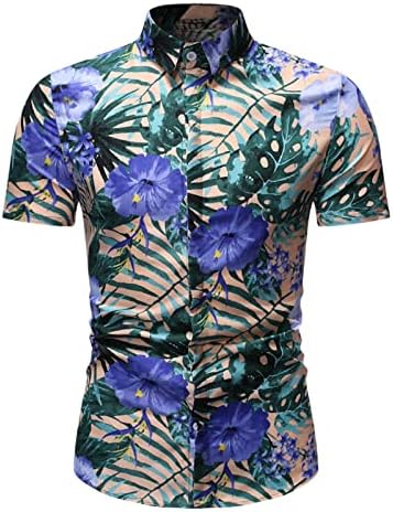 Мъжки Ежедневни Хавайски Ризи С Цветен Тропически Принтом, Ризи с Къси Ръкави и Принтом, Ежедневни, Плажни Рокли Копчета,