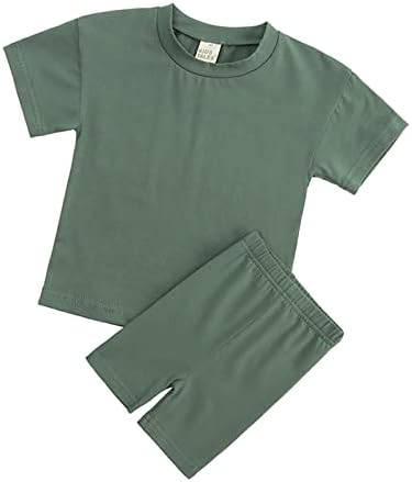 Xbgqasu / Спортен костюм от 2 теми за малките момчета и Момичета, Летни дрехи, Однотонная тениска с къс ръкав,