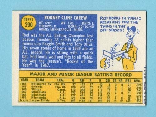 1970 Бейзболна картичка Topps 290 Род Carew Minnesota Twins Ex / Mt o / c - Бейзболни картички с надписи