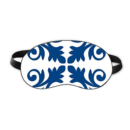 Мароко Декоративни Цветя Синьо Модел Сън Щит За Очите Мека Нощна Превръзка На Очите Сянка На Кутията