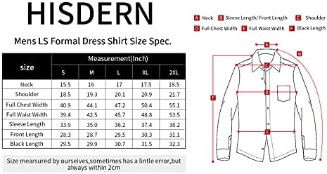 Мъжки ризи HISDERN с дълъг ръкав, Однотонная Бизнес Официалната Риза Обичайните Размери, Ежедневни Контрастная Риза с Двойна