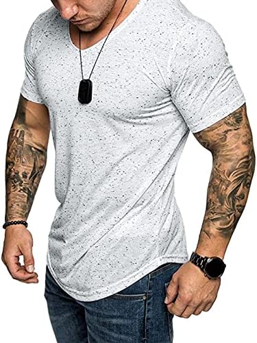 Мъжки тренировочная тениска NEARTIME, тениска с къс ръкав за мускулите в областта на спорта зала, памучен тениска за