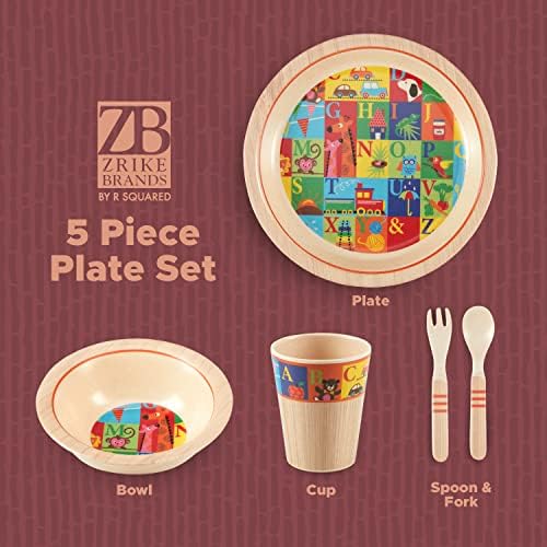 Хан прибори за хранене ABC С трапезария купа, купа, Чаша, вилица и лъжица - Цветен Комплект за Хранене на