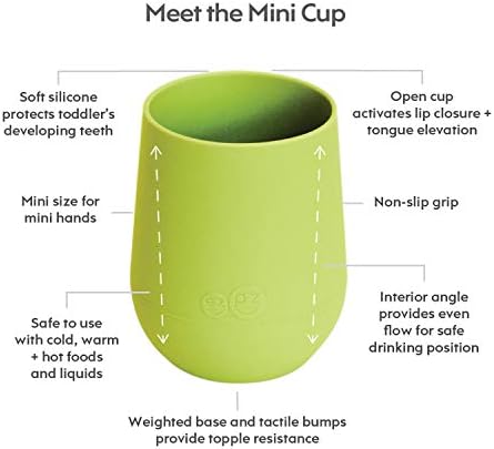 ez pz Mini Cup 3 опаковки (сини, основни вар и сиво) - силикон чаша за деца - Разработена от специалист