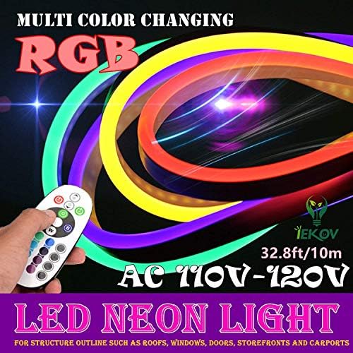 Неон led лампа IEKOV, led неонова лента ac 110-120 В RGB, 60 светодиода/ M, Гъвкава/Водоустойчив/ Многоцветен/Многорежимная