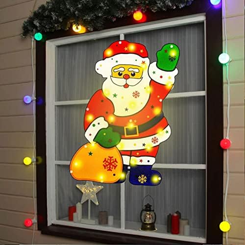 Коледна украса Gutsyluv, Празничен дисплей със Силует на прозореца на Дядо Коледа, Led Осветление, Коледни Декорации За прозорците