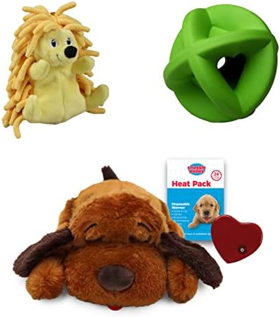 Оригинална мека играчка SmartPetLove Snuggle Puppy Heartbeat за кучета - набор от играчки Tender-Tuffs и Bounderz - Идва с кафяво