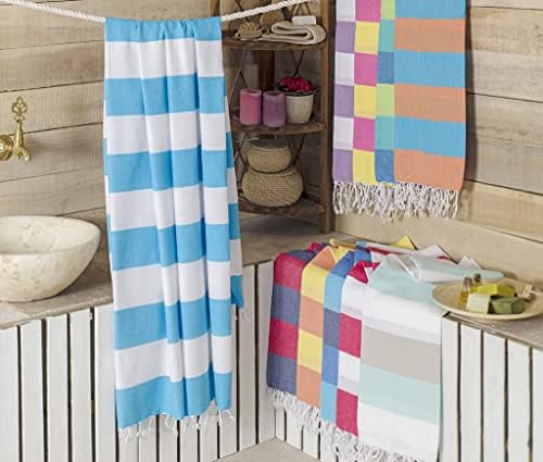 Турското Плажна кърпа Clotho, комплект от 4 кърпи с гумени ленти за кърпи за ръце, 2 броя - 4 опаковки, Плажна кърпа
