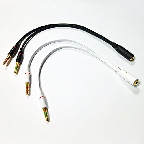 3,5 мм Микрофон за слушалки Аудио Y-образен кабел-сплитер с 1 гнездо в двойна мъжки микрофон Аудио (черен, 13 см - 2