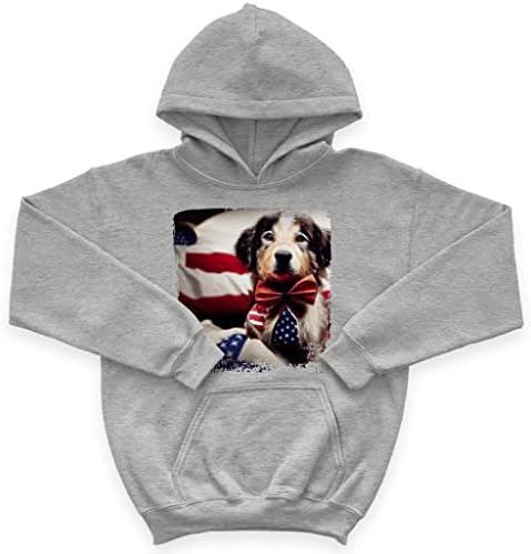 Детска hoody с качулка от порести руно Patriotism - Детска hoody с флага на сащ - Hoody с това сладко кученце за деца