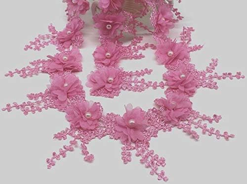SELCRAFT 3 Ярд/Лот САМ Стерео Органза Бродерия лейси Довършителни Кръпка Пискюл Ресни Облекло Плат 3D Beading Цвете Сватбена