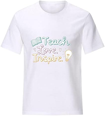 Жена Ретро Топ, Дамски Забавна Тениска С Графичен Дизайн, Туника Teach Love Inspire, Свободна Блуза С кръгло деколте и Къс