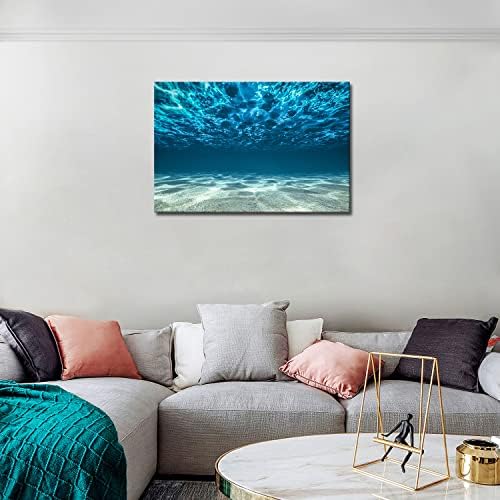 Вид на дъното на Синия океан Под повърхността на Стенни Художествена Живопис Печат на Картини Върху платно, Картини с Морски