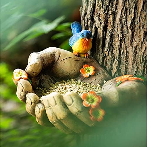 Интериор от Дърво-Хранилки за птици, Лицето Дърво,Уникални Дизайнерски Градински Статуи С Надвесен Ръце, Скулптура От Диви Семена-Ясла