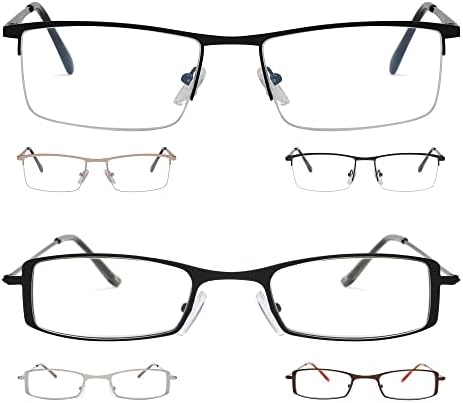 Очила за четене GUD 6 Чифта Леки Класически Правоъгълни Ридеров за Мъже и Жени, +2.00