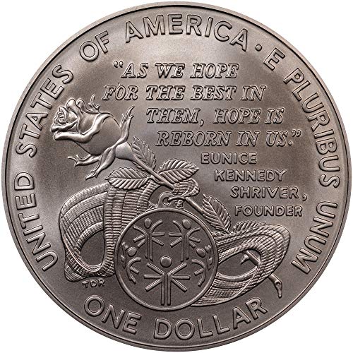Незабравим Сребърен Долар на Специалните Олимпийски игри 1995 година в БУ - Ярко-Бяла, Красива монета - Блестяща, Без