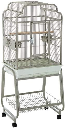 Клетка за птици A& E Cage 782217 Platinum с Отворена Викторианска Плотове и Пластмасова Основа, 22 x 17