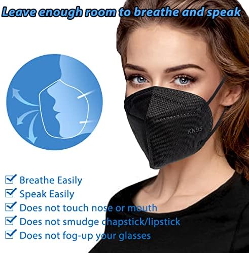 OKIAAS 25 Опаковки Маски за лице KN95, 5-слойни маски за еднократна употреба kn95 Черен цвят, Защита на лицето От ФПЧ2.5, Прах,