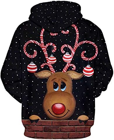 Carprinass Унисекс Коледна Hoody С Качулка Свитшоты Случайни Пуловер с джоб Kangroo С Принтом