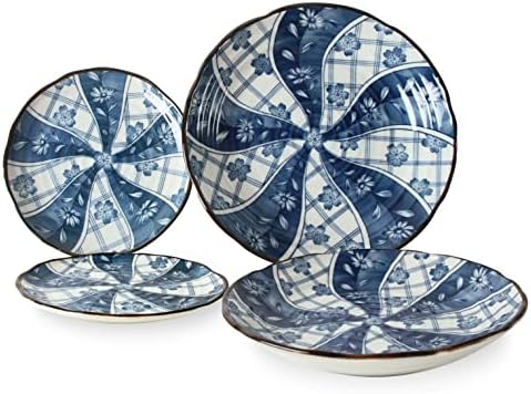 Прибори Mino Японска керамика 2 комплект от 2 чинии за тестени изделия и 2 чинии за салати /Предястия произведено