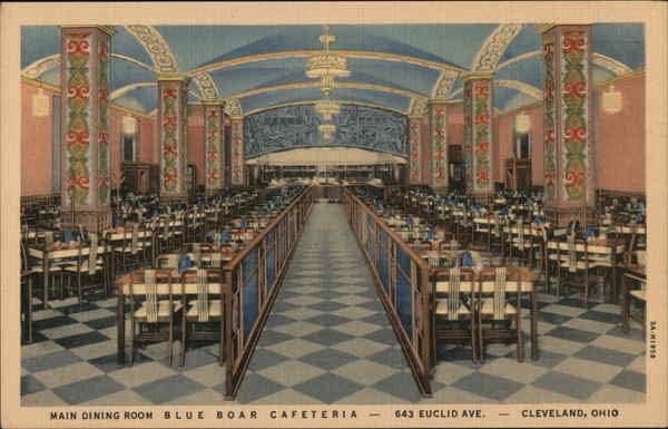Централен трапезария кафене Blue Boar. avenue Евклид, 643. Кливланд, Охайо, Оригинални Антични Картичка