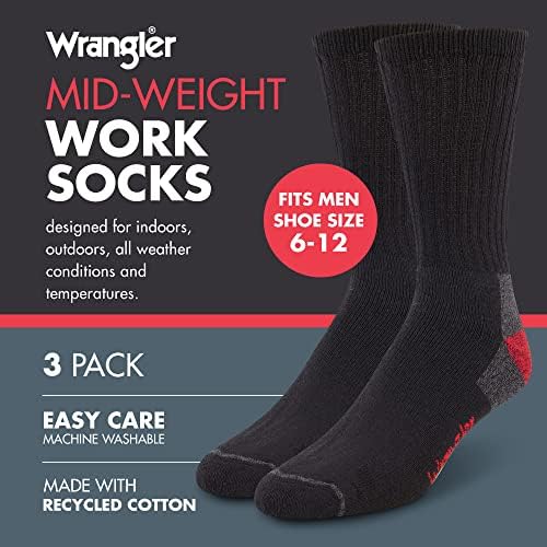 Мъжки Улични Чорапи Wrangler Средно тегло, Размер 6-12 Работни Чорапи с Подложки за мъже