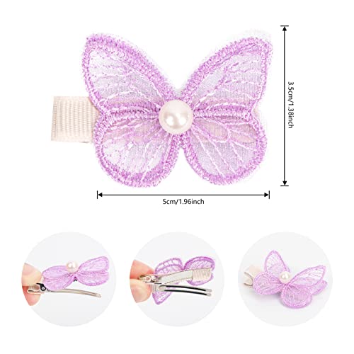 Arqumi 8 бр. щипки за коса, двуслойни дизайн, цветни шнола за коса във формата на пеперуда за момичета и жени