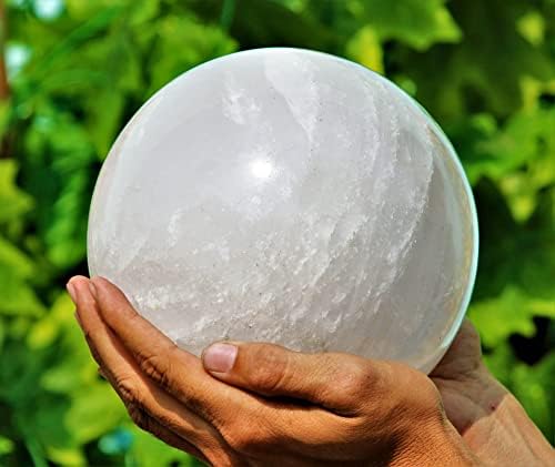 Полиран Естествен Бял кристален Кварц, Исцеляющий Чакра, Метафизическая Каменна Сфера, Голяма (165 мм), Медитация, Фън Шуй,