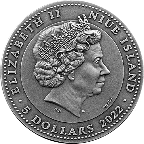 2022 DE Модерна Възпоменателна Сребърна монета PowerCoin Хермес и Меркурий с тегло 2 Грама 5$ Ниуе 2022 Под стари времена