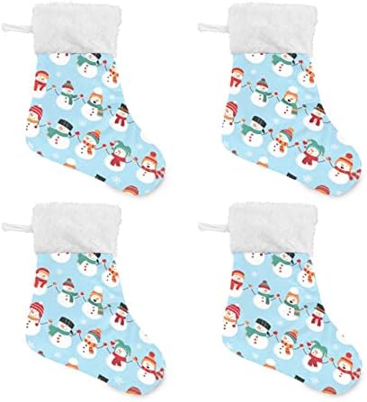 JSTEL Коледни Окачени Чорапи с Снеговиком, 6 Опаковки, Малки Коледни Празници Окачени Чорапи за Коледната Елха, Вечерни