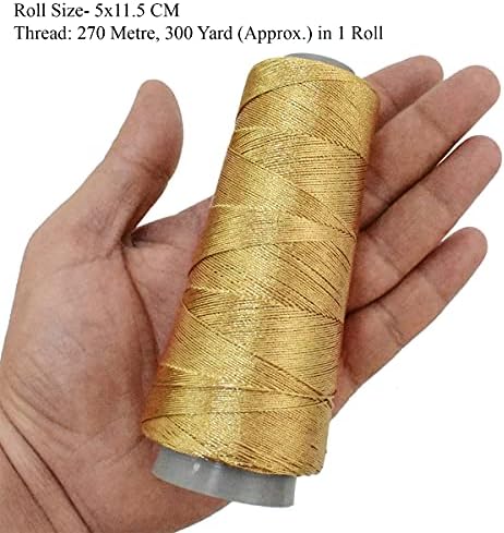 Вышивальный материал-Метална нишка Zari за бродиране златисто-300 ярда 1 ролка