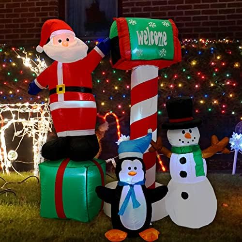 Коледни Надуваеми Декорации за Двор, Надуваем Дядо Коледа, височина 6 Фута/Снежен човек/Пощенска кутия/Penguin