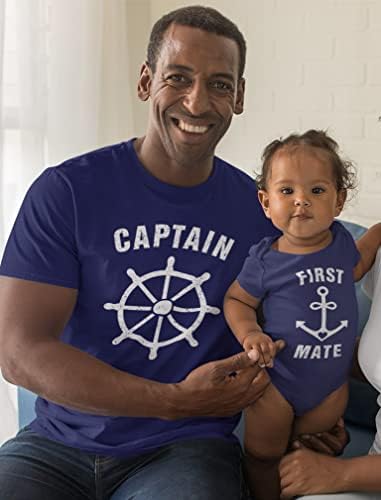 Капитанът и Първият помощник, Еднакви комплекти за татко и дете На Ден баща, Тениски Татко Me Captain Navy X-Large /Mate Navy