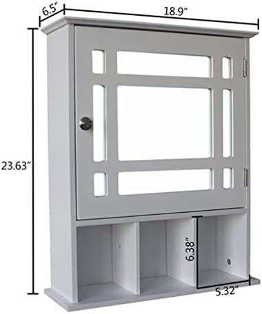 лесен за инсталация на шкаф за баня с една като, три отделения за съхранение и никелирани дръжки в Бял цвят