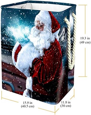 Домашен Дядо Коледа и Магически Тъмната Нощ 300D Оксфорд PVC, Водоустойчив Кошница за Дрехи, Голяма Кошница за Дрехи за