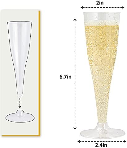 ВЕСЕЛ ГОТВАЧ 100 Опаковки, Пластмасови Чаши за Шампанско за Еднократна употреба 4,5 Грама Прозрачни Пластмасови Чаши