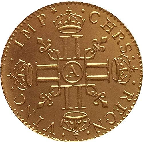 24-Каратная Позлатен Копие Монети 1641 г. Франция на Луи XIII Копие Подарък за Него